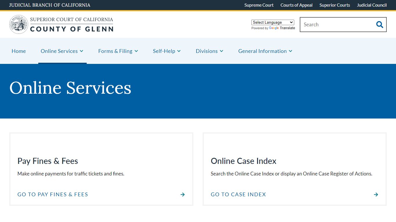 Online Services | Superior Court of California | County of Glenn